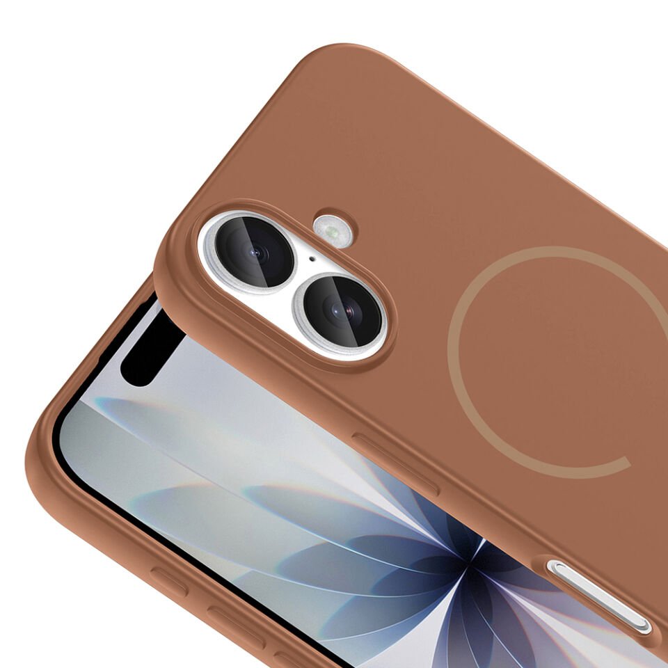 Apple iPhone 17 Kılıf M-safe Şarj Özellikli Zore Meta Kapak Kahverengi