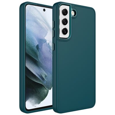 Galaxy S21 FE Kılıf Metal Çerçeve ve Buton Tasarımlı Silikon Zore Luna Kapak