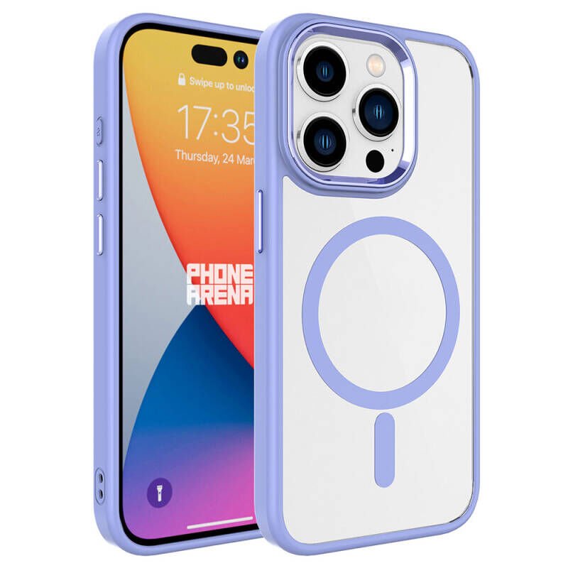 Apple iPhone 15 Pro Max Kılıf Wireless Şarj Özellikli Zore Krom M-safe Silikon Kapak