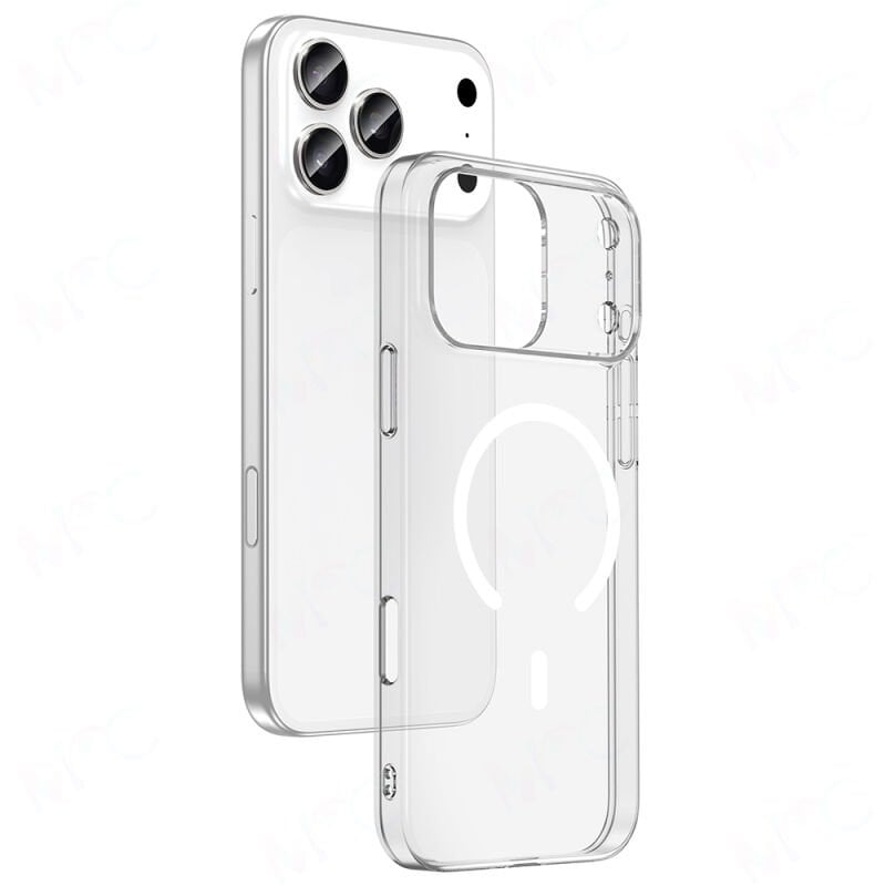 Apple iPhone 17 Pro Max Kılıf Zore M-safe Şarj Özellikli Şeffaf Kamera Çerçeveli Porto Kapak