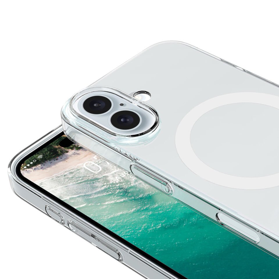 Apple iPhone 17 Kılıf Zore M-safe Şarj Özellikli Şeffaf Kamera Çerçeveli Porto Kapak
