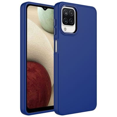 Galaxy M22 Kılıf Metal Çerçeve ve Buton Tasarımlı Silikon Zore Luna Kapak
