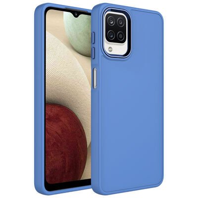 Galaxy M22 Kılıf Metal Çerçeve ve Buton Tasarımlı Silikon Zore Luna Kapak