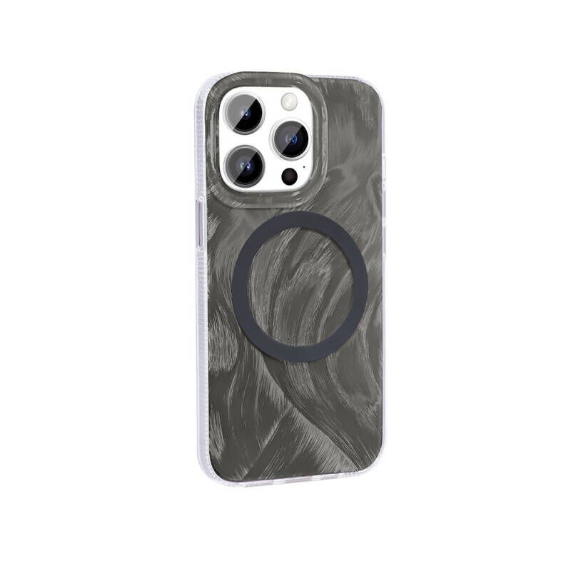 Apple iPhone 14 Pro Kılıf M-safe Şarj Özellikli Fırça Boya Desenli Zore Palet Kapak