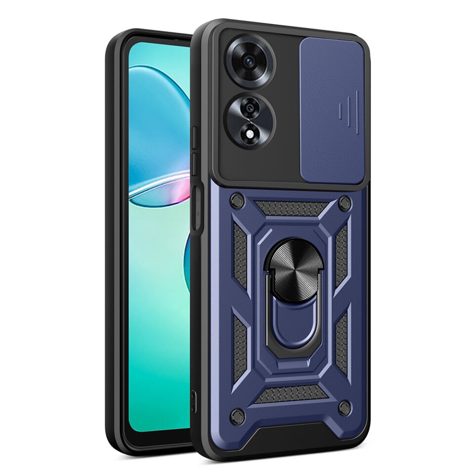Oppo A60 Kılıf Magnetik Standlı Kamera Korumalı Zore Sürgülü Vega Kapak