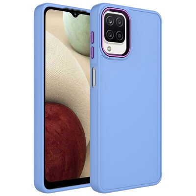 Galaxy A22 4G Kılıf Metal Çerçeve ve Buton Tasarımlı Silikon Zore Luna Kapak