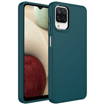 Galaxy M12 Kılıf Metal Çerçeve ve Buton Tasarımlı Silikon Zore Luna Kapak