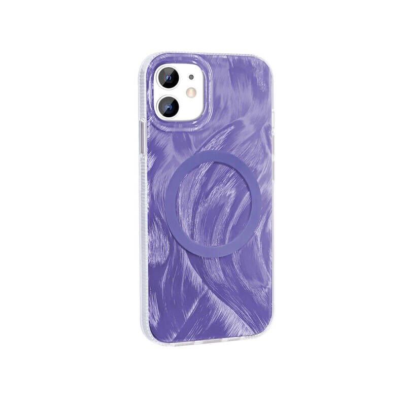 Apple iPhone 11 Kılıf M-safe Şarj Özellikli Fırça Boya Desenli Zore Palet Kapak