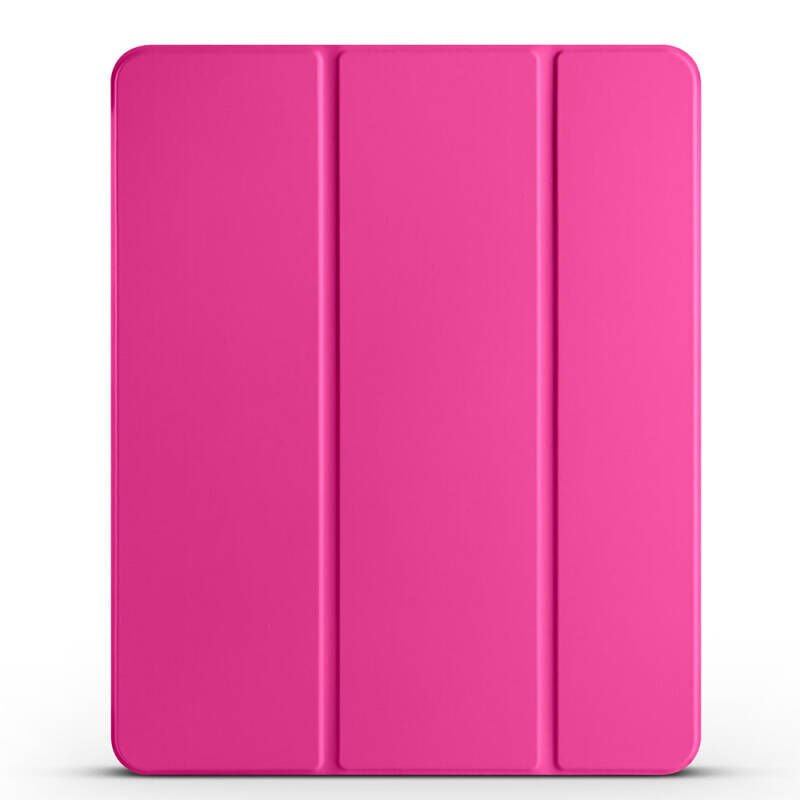 Apple iPad Air 11 2024 Zore Smart Cover Kalem Bölmeli Standlı 1-1 Kılıf Koyu Pembe