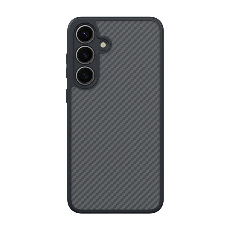 Galaxy S25 Kılıf M-safe Şarj Özellikli Karbon Fiber Tasarımlı Zore Elnino Kapak Siyah