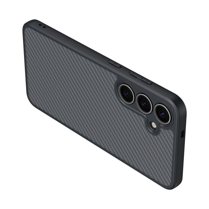 Galaxy S25 Kılıf M-safe Şarj Özellikli Karbon Fiber Tasarımlı Zore Elnino Kapak Siyah