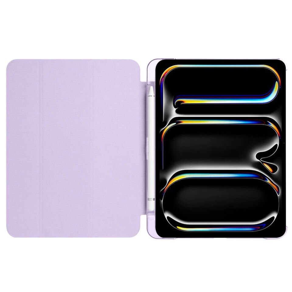 Apple iPad Pro 11 2024 Zore Smart Cover Kalem Bölmeli Standlı 1-1 Kılıf Lila