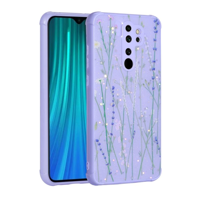 Xiaomi Redmi Note 8 Pro Kılıf Simli Desenli Kamera Korumalı Parlak Zore Popy Kapak