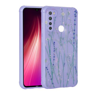 Xiaomi Redmi Note 8 Kılıf Simli Desenli Kamera Korumalı Parlak Zore Popy Kapak