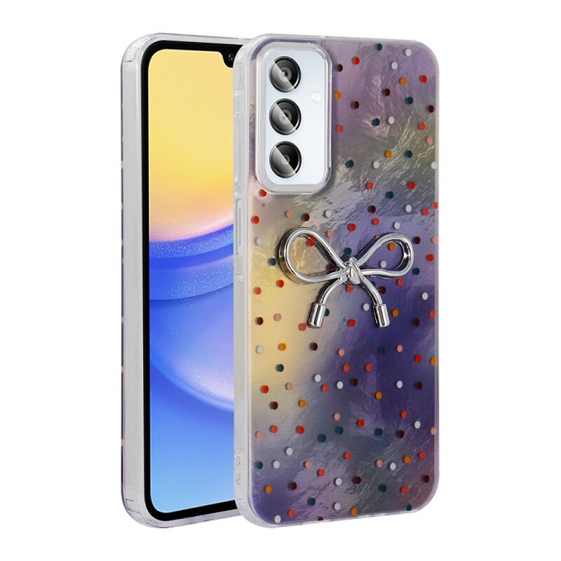 Galaxy A15 Kılıf Kamera Korumalı Figürlü Zore Ponti Silikon Kapak Lila