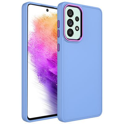 Galaxy A23 Kılıf Metal Çerçeve ve Buton Tasarımlı Silikon Zore Luna Kapak