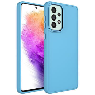 Galaxy A23 Kılıf Metal Çerçeve ve Buton Tasarımlı Silikon Zore Luna Kapak