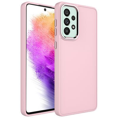 Galaxy A23 Kılıf Metal Çerçeve ve Buton Tasarımlı Silikon Zore Luna Kapak