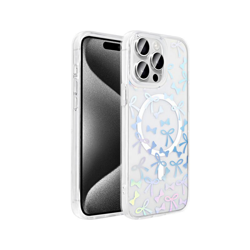 Apple iPhone 15 Pro Kılıf M-Safe Şarj Özellikli Şeffaf Zore Folk Sert Kapak