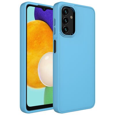 Galaxy A13 4G Kılıf Metal Çerçeve ve Buton Tasarımlı Silikon Zore Luna Kapak