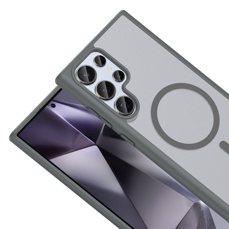 Galaxy S24 Ultra Kılıf M-safe Şarj Özellikli Zore Babet Kapak Gri