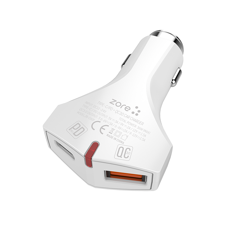 Zore ZR-C60P Type-C 2 in 1 Araç Şarj Seti