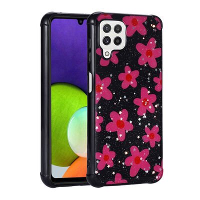 Galaxy M32 Kılıf Simli Desenli Kamera Korumalı Parlak Zore Popy Kapak