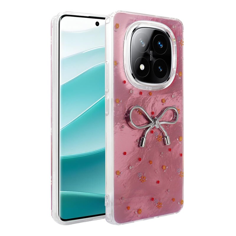Xiaomi Redmi Note 14 Pro Plus Kılıf Kamera Korumalı Figürlü Zore Ponti Silikon Kapak Açık Pembe