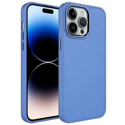 Apple iPhone 14 Pro Kılıf Metal Çerçeve ve Buton Tasarımlı Silikon Zore Luna Kapak