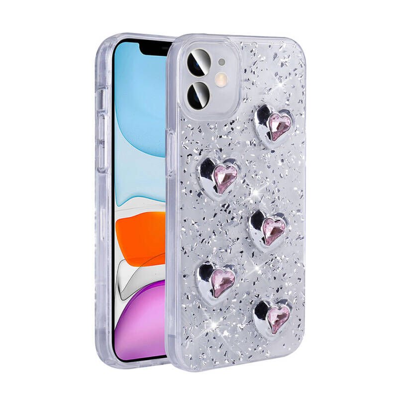 Apple iPhone 11 Kılıf Airbagli Simli Arka Yüzey Zore Işıltı Silikon Kapak