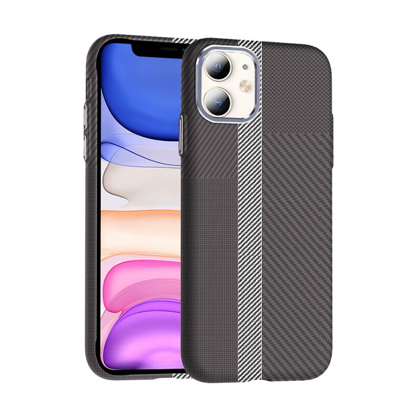 Apple iPhone 11 Kılıf M-safe Şarj Özellikli Karbon Fiber Görünümlü Zore Gros Kapak