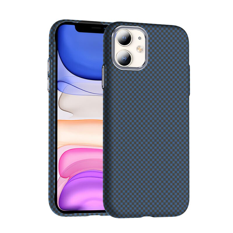 Apple iPhone 11 Kılıf M-safe Şarj Özellikli Karbon Fiber Görünümlü Zore Gros Kapak