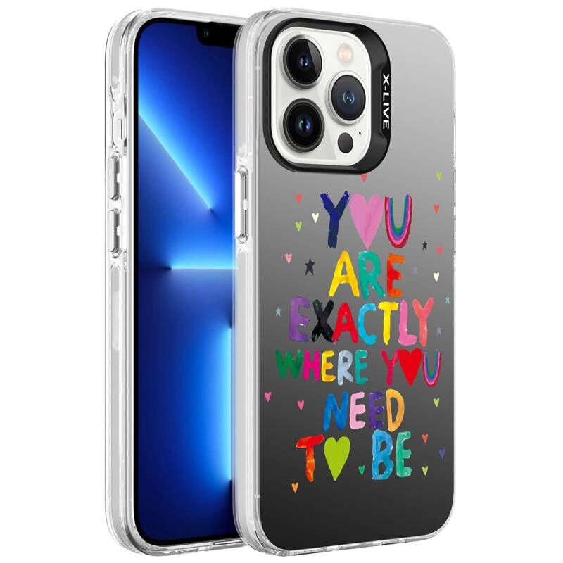 Apple iPhone 13 Pro Max Kılıf Desenli Zore Silver Sert Kapak You