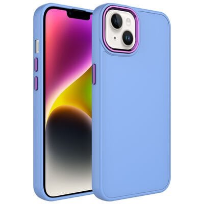 Apple iPhone 14 Kılıf Metal Çerçeve ve Buton Tasarımlı Silikon Zore Luna Kapak