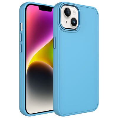 Apple iPhone 14 Kılıf Metal Çerçeve ve Buton Tasarımlı Silikon Zore Luna Kapak