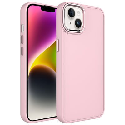 Apple iPhone 14 Kılıf Metal Çerçeve ve Buton Tasarımlı Silikon Zore Luna Kapak