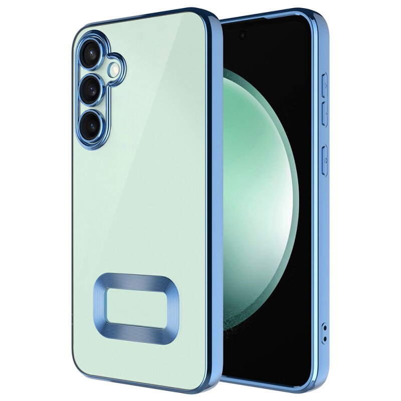 Galaxy S25 FE Kılıf Kamera Korumalı Logo Gösteren Zore Omega Kapak Mavi