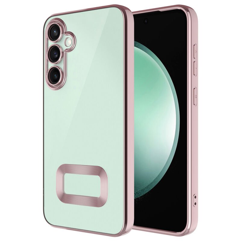 Galaxy S25 FE Kılıf Kamera Korumalı Logo Gösteren Zore Omega Kapak Rose Gold