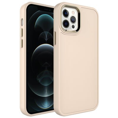 Apple iPhone 12 Pro Kılıf Metal Çerçeve ve Buton Tasarımlı Sert Zore Botox Kapak