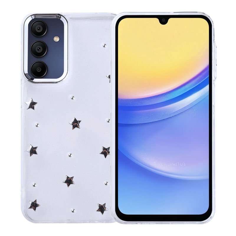Galaxy A15 Kılıf Airbag Tasarımlı Simli Şeffaf Zore Kutup Kapak