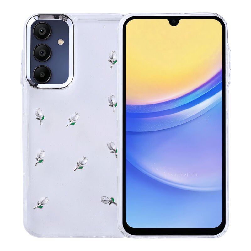 Galaxy A15 Kılıf Airbag Tasarımlı Simli Şeffaf Zore Kutup Kapak