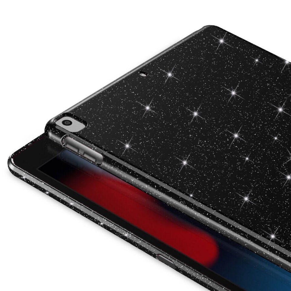 Apple iPad 10.2 2021 (9.Nesil) Simli Parlak Görünümlü Zore Tablet Koton Kılıf Siyah