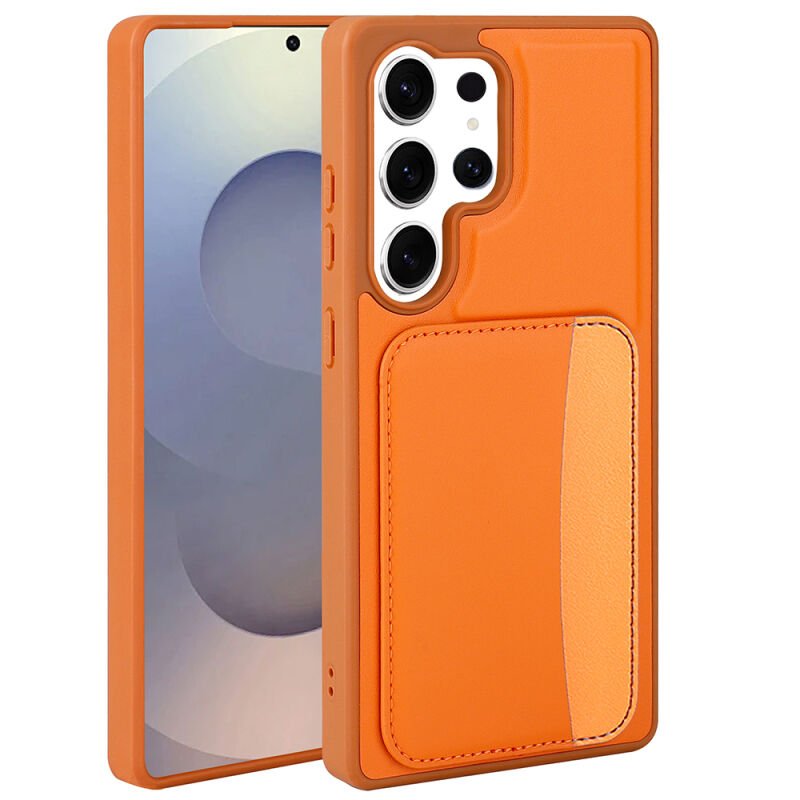 Galaxy S25 Ultra Kılıf Kartlıklı Zore X-Kart Silikon Kapak Turuncu