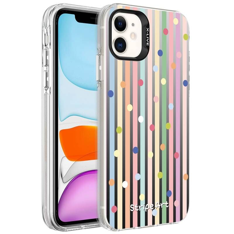 Apple iPhone 12 Kılıf Desenli Zore Silver Sert Kapak Noktalar