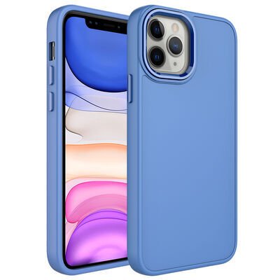 Apple iPhone 12 Pro Max Kılıf Metal Çerçeve ve Buton Tasarımlı Silikon Zore Luna Kapak
