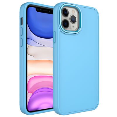 Apple iPhone 12 Pro Max Kılıf Metal Çerçeve ve Buton Tasarımlı Silikon Zore Luna Kapak