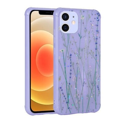 Apple iPhone 12 Kılıf Simli Desenli Kamera Korumalı Parlak Zore Popy Kapak