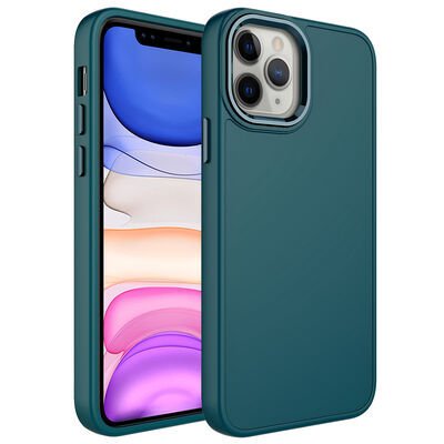 Apple iPhone 12 Pro Kılıf Metal Çerçeve ve Buton Tasarımlı Silikon Zore Luna Kapak
