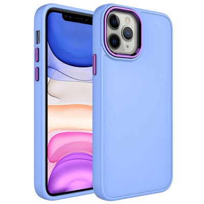 Apple iPhone 12 Pro Kılıf Metal Çerçeve ve Buton Tasarımlı Silikon Zore Luna Kapak