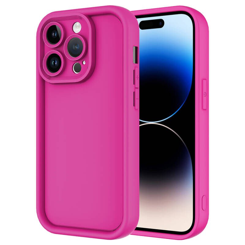 Apple iPhone 14 Pro Kılıf Kamera Korumalı Zore Ananas Kapak Koyu Pembe